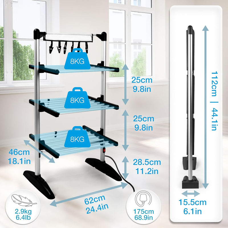 Bk Electric Clothes Airer 3 Tier Heated