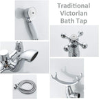 Blcak Victorian Bath Taps with Shower Traditional 1