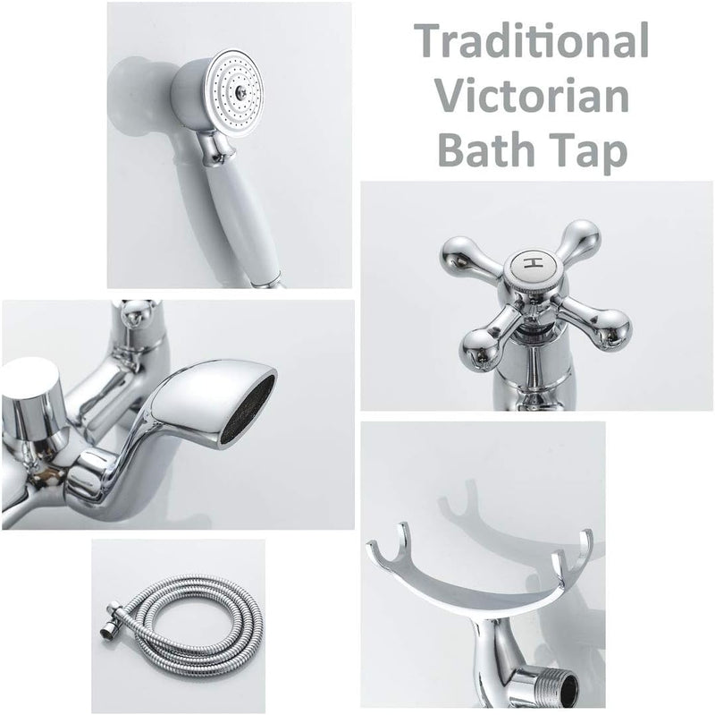 Blcak Victorian Bath Taps with Shower Traditional 1