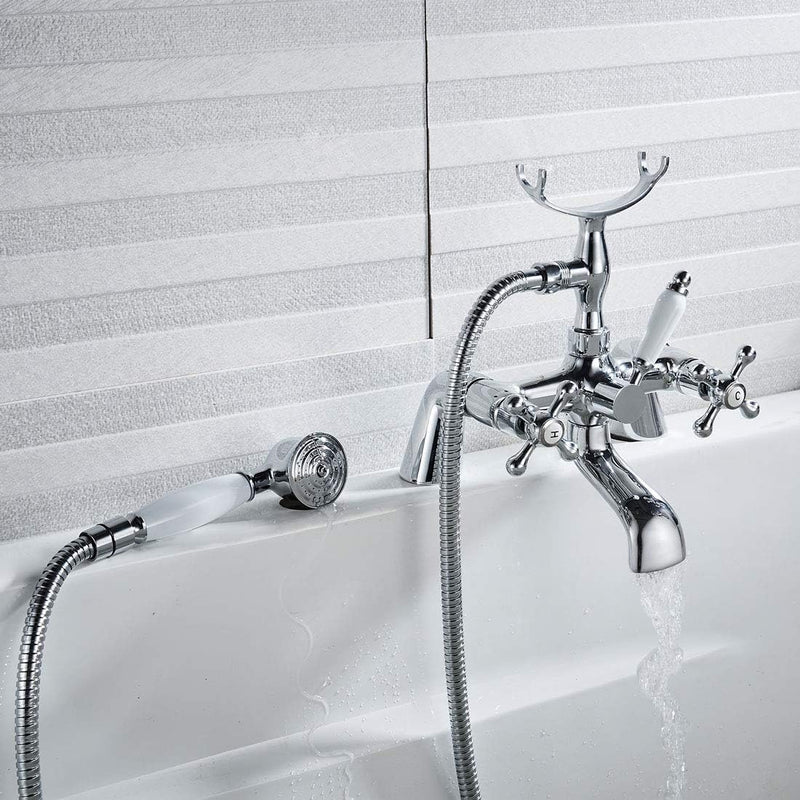 Blcak Victorian Bath Taps with Shower Traditional 1