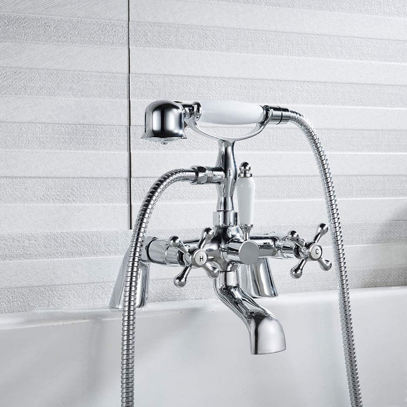 Blcak Victorian Bath Taps with Shower Traditional 1