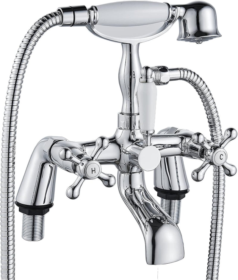 Blcak Victorian Bath Taps with Shower Traditional 1