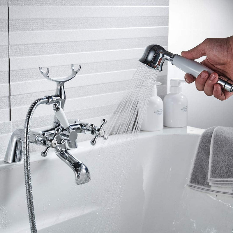 Blcak Victorian Bath Taps with Shower Traditional 1