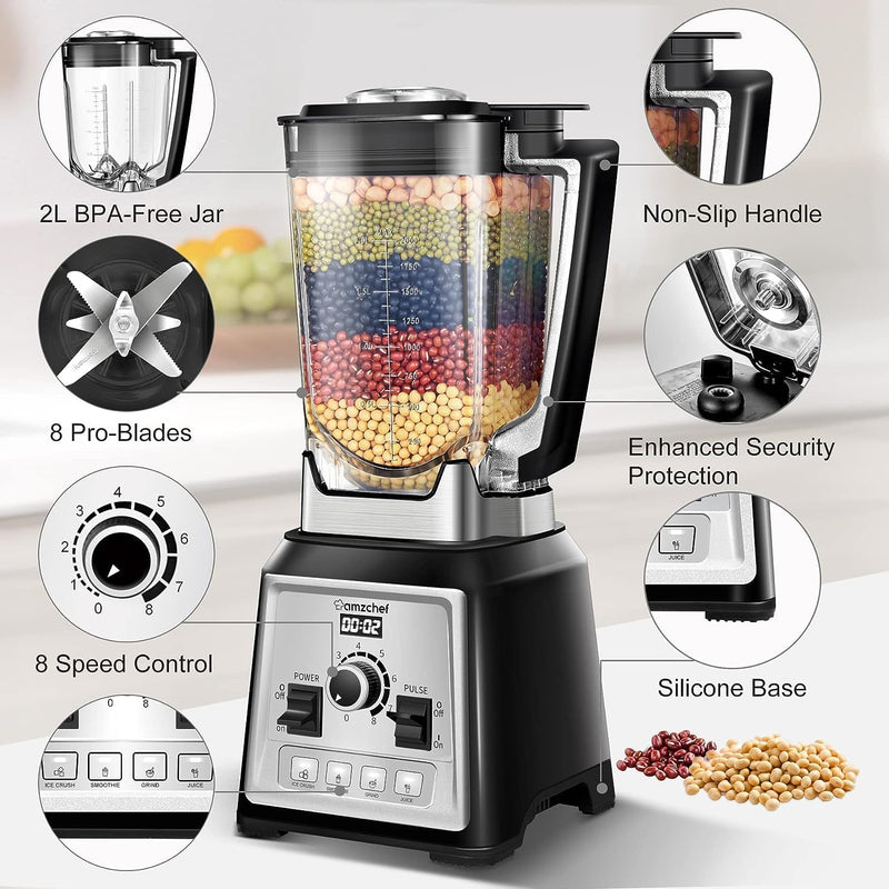 Blender Smoothie Maker 2000W Commercial with 2L Bpa