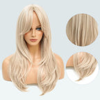 Blonde Wig for Women Long Layered with Fringe