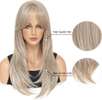 Blonde Wig for Women Long Layered with Fringe