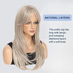 Blonde Wig for Women Long Layered with Fringe