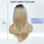 Blonde Wig for Women Long Layered with Fringe