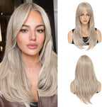 Blonde Wig for Women Long Layered with Fringe