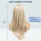 Blonde Wig for Women Long Layered with Fringe