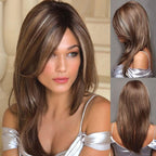 Blonde Wig for Women Long Layered with Fringe