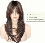 Blonde Wig for Women Long Layered with Fringe