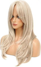 Blonde Wig for Women Long Layered with Fringe