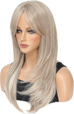 Blonde Wig for Women Long Layered with Fringe