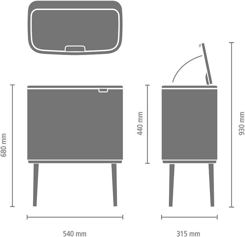 Bo Touch Bin 3 X 11L Inner Buckets