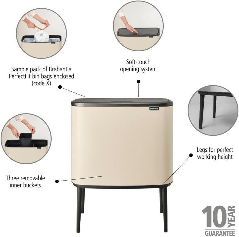 Bo Touch Bin 3 X 11L Inner Buckets