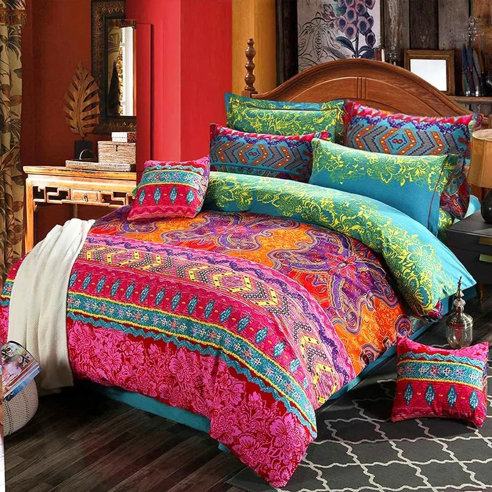 Bohemian Duvet Cover Set Boho Exotic Bedding King