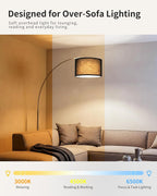 Boho Arc Floor Lamp for Living Room
