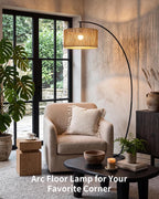 Boho Arc Floor Lamp for Living Room
