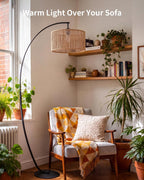 Boho Arc Floor Lamp for Living Room