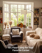 Boho Arc Floor Lamp for Living Room
