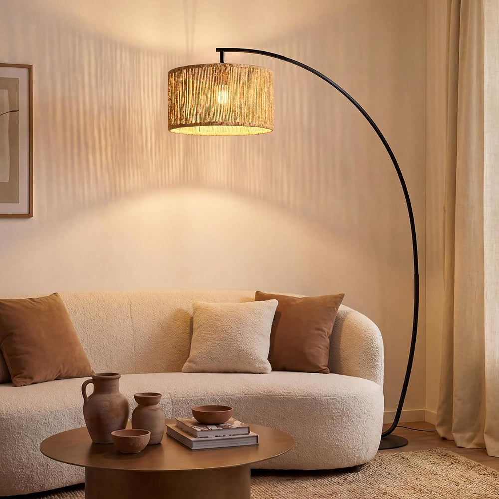Boho Arc Floor Lamp for Living Room