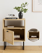 Boho Bedside Table Night Stand Rattan Wood Nightstand