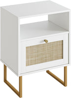 Boho Bedside Table Night Stand Rattan Wood Nightstand