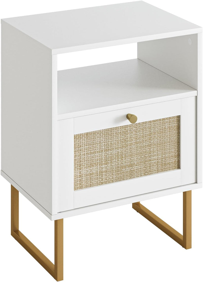 Boho Bedside Table Night Stand Rattan Wood Nightstand