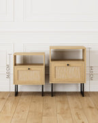 Boho Bedside Table Night Stand Rattan Wood Nightstand