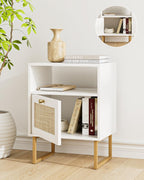 Boho Bedside Table Night Stand Rattan Wood Nightstand