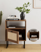 Boho Bedside Table Night Stand Rattan Wood Nightstand