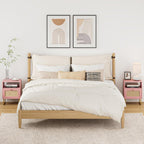 Boho Bedside Table Night Stand Rattan Wood Nightstand