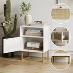 Boho Bedside Table Night Stand Rattan Wood Nightstand