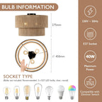 Boho Ceiling Light ø45CM 3-Light Rattan Lamp