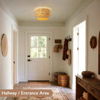 Boho Ceiling Light ø45CM 3-Light Rattan Lamp