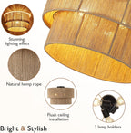 Boho Ceiling Light ø45CM 3-Light Rattan Lamp