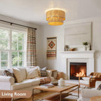 Boho Ceiling Light ø45CM 3-Light Rattan Lamp