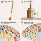 Boho Mosaic Glass Pendant Light Vintage Brass