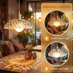 Boho Mosaic Glass Pendant Light Vintage Brass