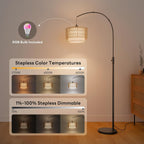 Boho Rattan Arc Floor Lamp 180CM RGB