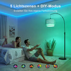 Boho Rattan Arc Floor Lamp 180CM RGB