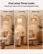 Boho Rattan Arc Floor Lamp 180CM RGB