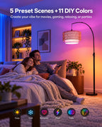 Boho Rattan Arc Floor Lamp 180CM RGB