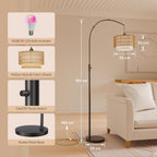 Boho Rattan Arc Floor Lamp 180CM RGB