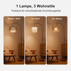 Boho Rattan Arc Floor Lamp 180CM RGB