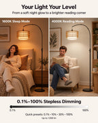 Boho Rattan Arc Floor Lamp 180CM RGB