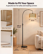 Boho Rattan Arc Floor Lamp 180CM RGB