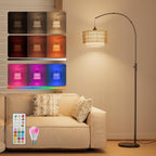 Boho Rattan Arc Floor Lamp 180CM RGB