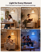 Boho Rattan Arc Floor Lamp 180CM RGB
